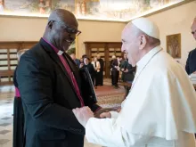Pope Francis meets Archbishop Panti Filibus Musa, president of the Lutheran World Federation, at the Vatican, June 25, 2021.